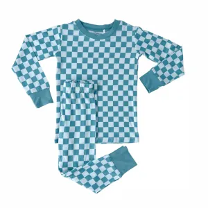 In My Jammers Teal Checkerboard L/S 2pc PJ Set
