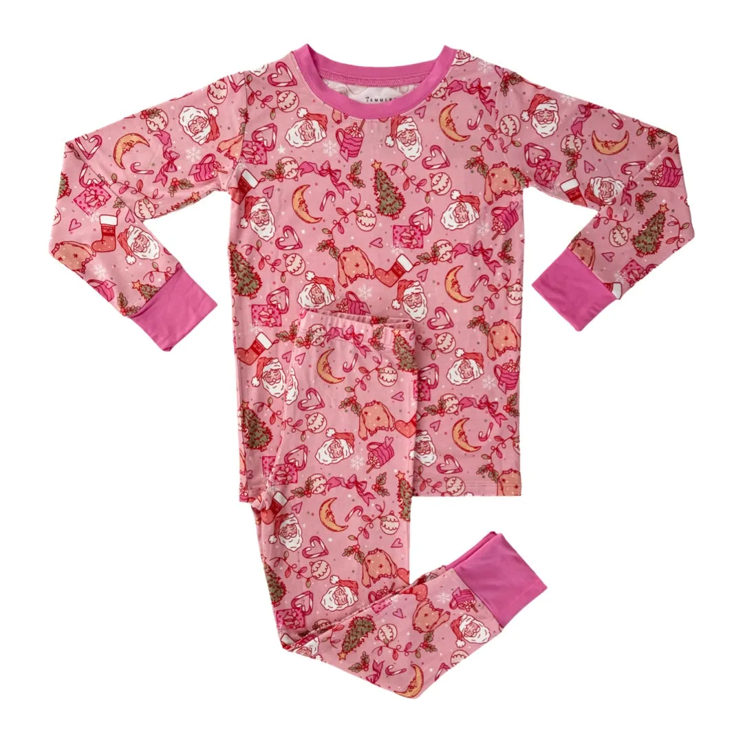 In My Jammers x Bre Sheppard Christmas Doodle Dreams L/S 2pc PJ Set - Pink