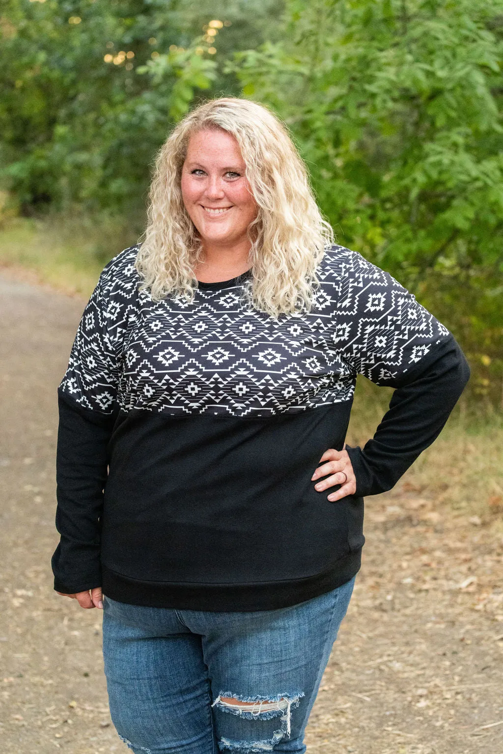 IN STOCK Natalie Pullover - Black Geometric FINAL SALE