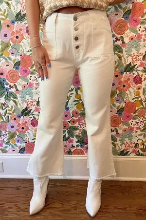 Jackson White Crop Flare Denim