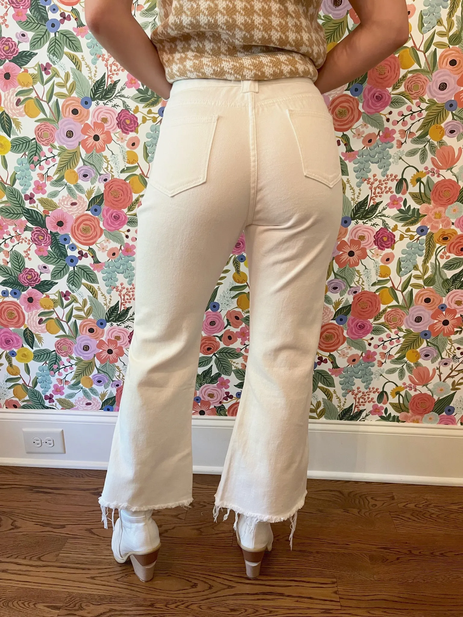 Jackson White Crop Flare Denim