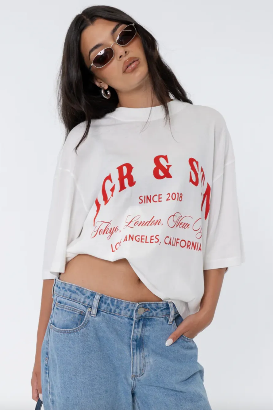 JAGGER & STONE LOS ANGELES OVERSIZED TEE - WHITE