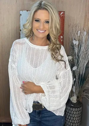 Jenny Knitted Overlay Bubble Sleeve Top