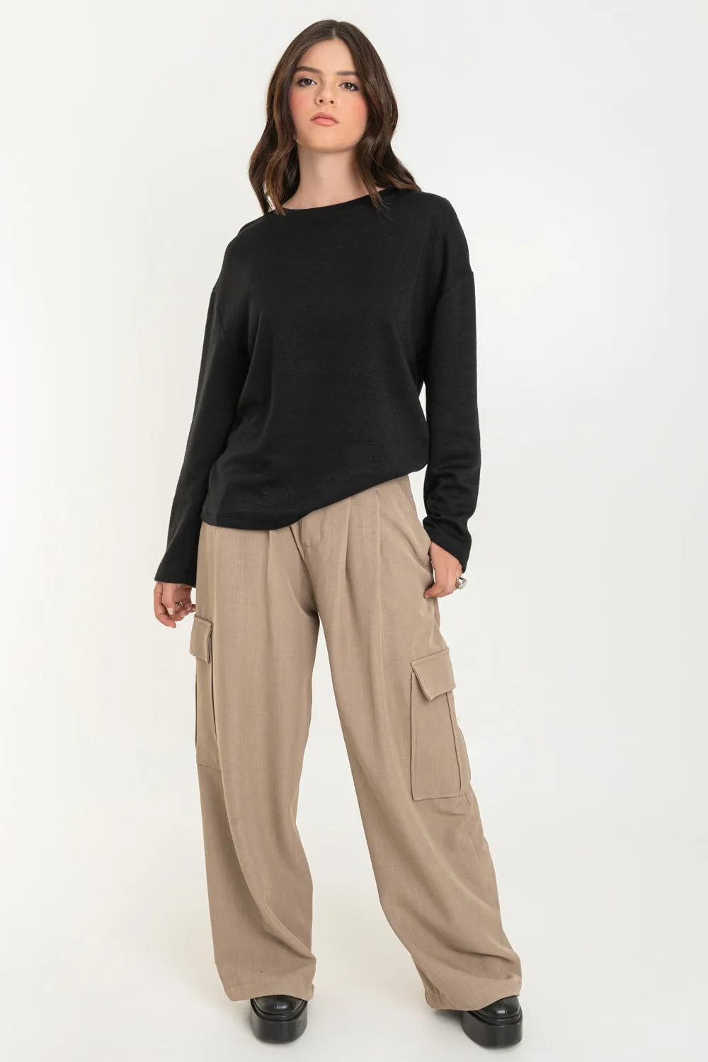 Jersey de punto oversized manga larga