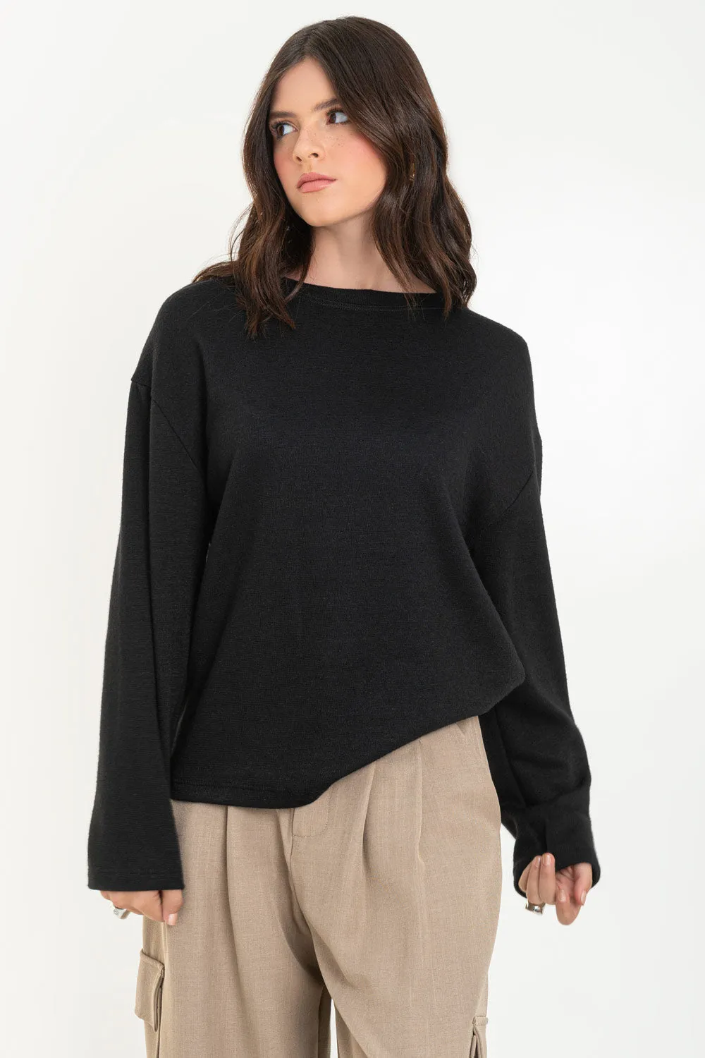 Jersey de punto oversized manga larga