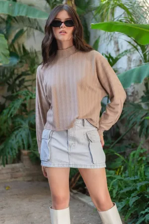 Jersey oversized de cuello mock manga larga seguida