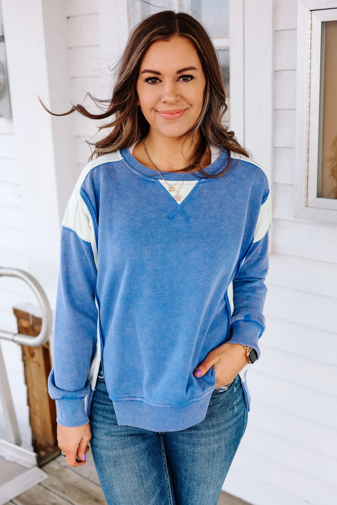 Jovie French Terry Sweatshirt - Cobalt Blue