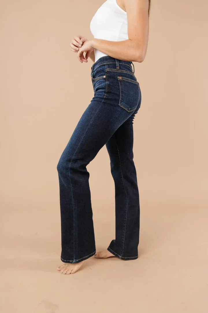 Judy Blue  32" Whiskered Dark Boot Cut Jeans