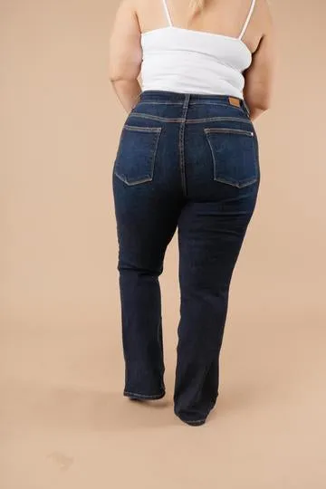 Judy Blue  32" Whiskered Dark Boot Cut Jeans