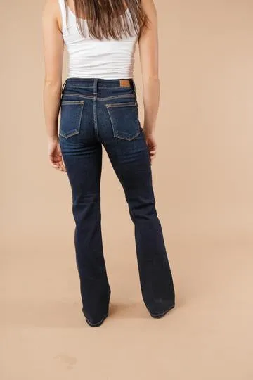 Judy Blue  32" Whiskered Dark Boot Cut Jeans