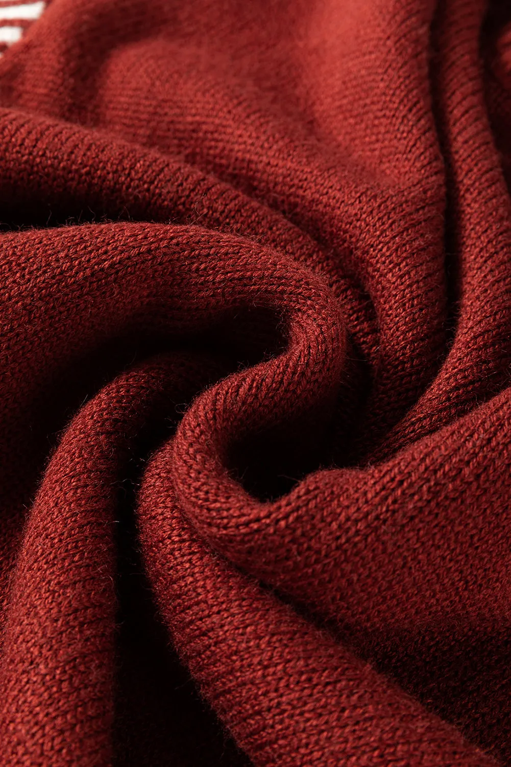 KaleaBoutique Color Contrast Trim Drop Shoulder Crew Neck Sweater