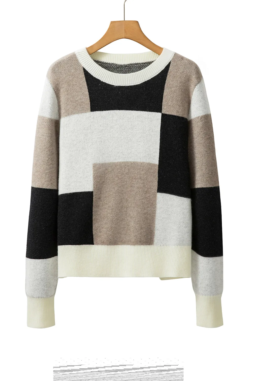 KaleaBoutique Plaid Patchwork Long Sleeve Knitted Sweater