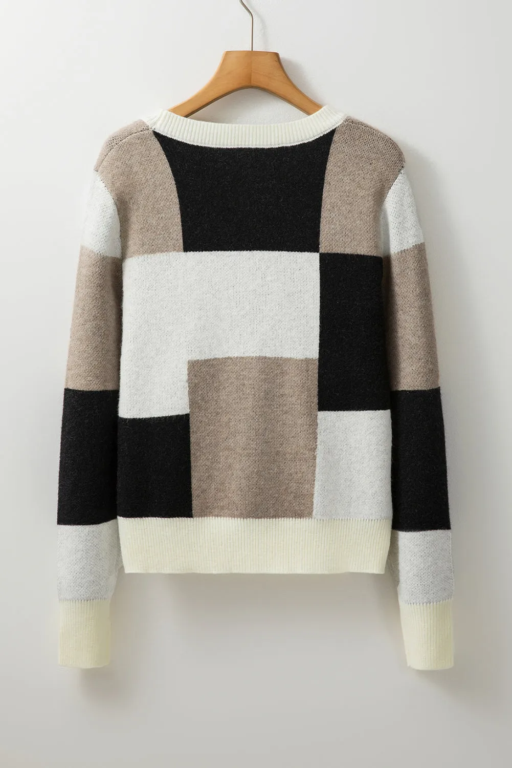 KaleaBoutique Plaid Patchwork Long Sleeve Knitted Sweater