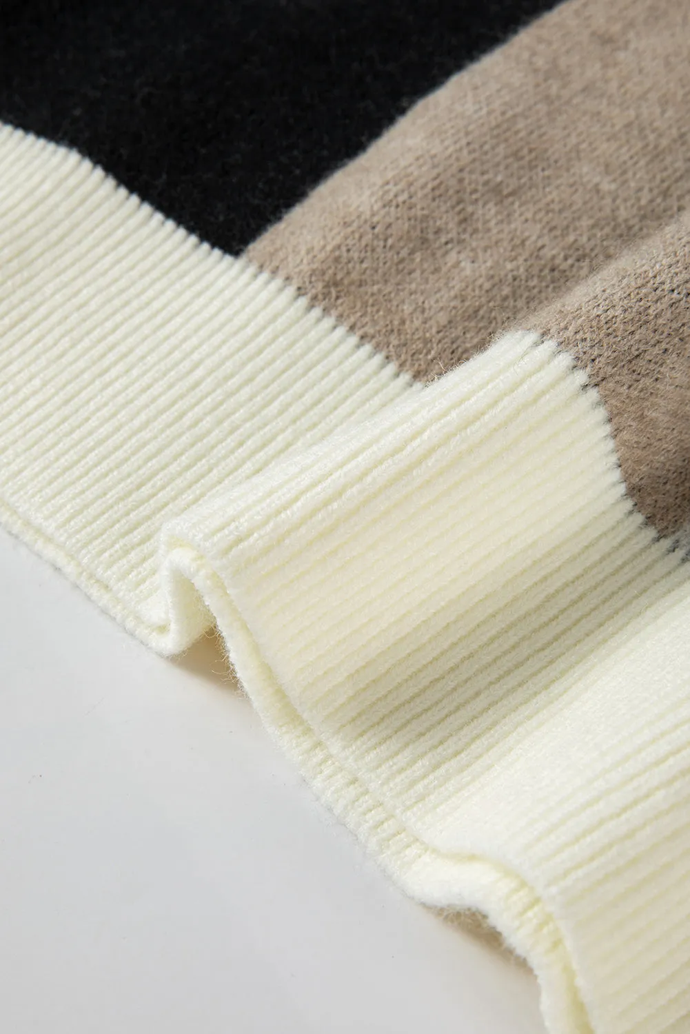 KaleaBoutique Plaid Patchwork Long Sleeve Knitted Sweater