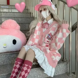 Kawaii Pink Cardigan with My Melody for Y2K Style