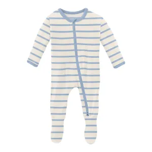 KicKee Pants Pond Sweet Stripe Footie with 2 Way Zipper