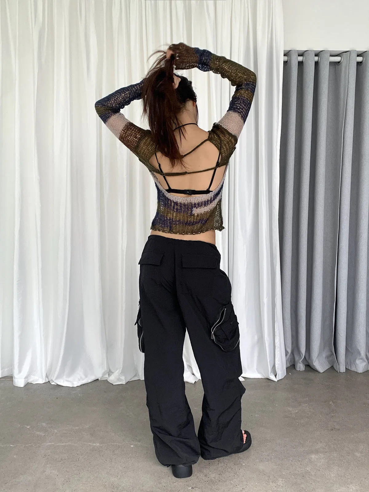Knitted Backless Mohair Sweater