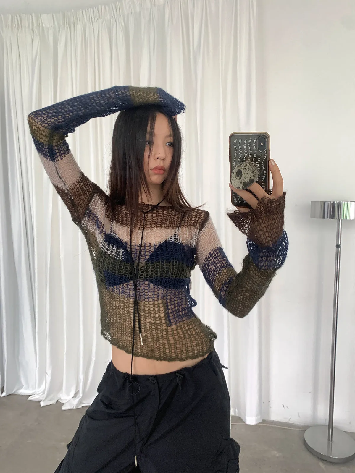 Knitted Backless Mohair Sweater