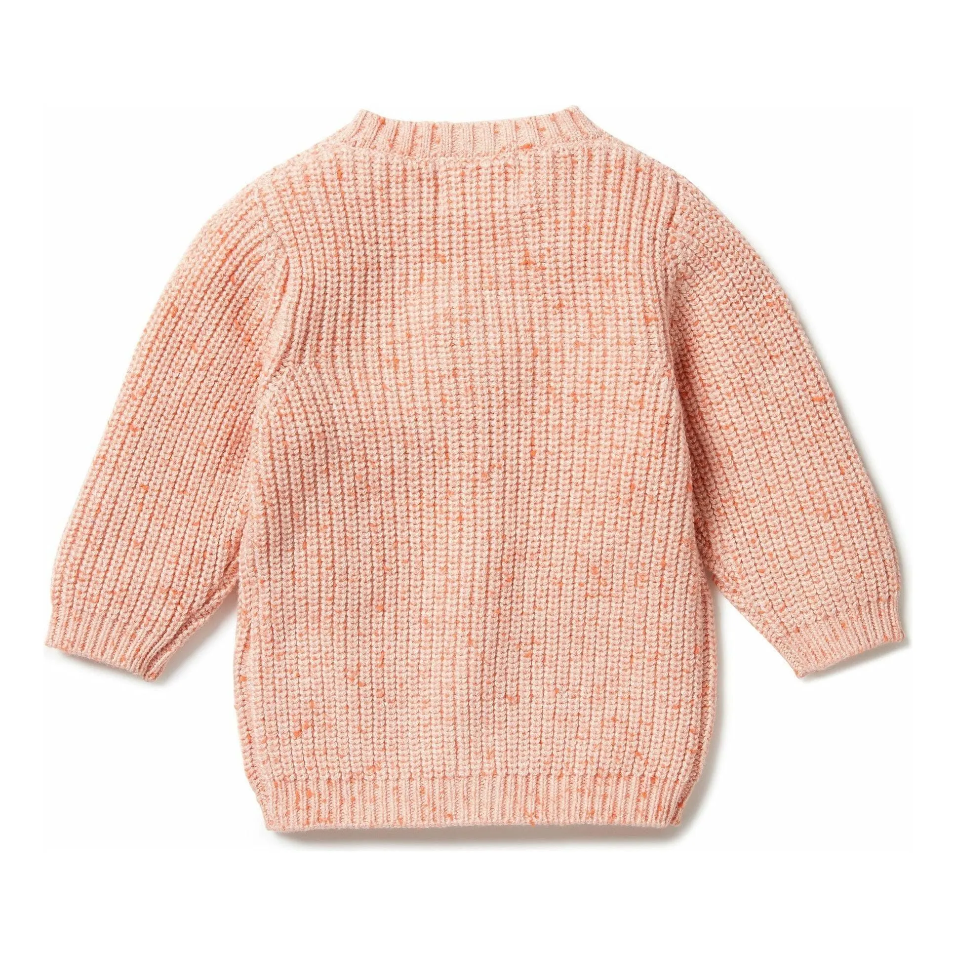 Knitted Button Cardigan - Silver Peony Fleck
