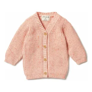 Knitted Button Cardigan - Silver Peony Fleck