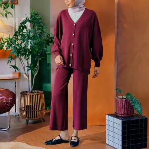 Knitted Cardigan - Burgundy