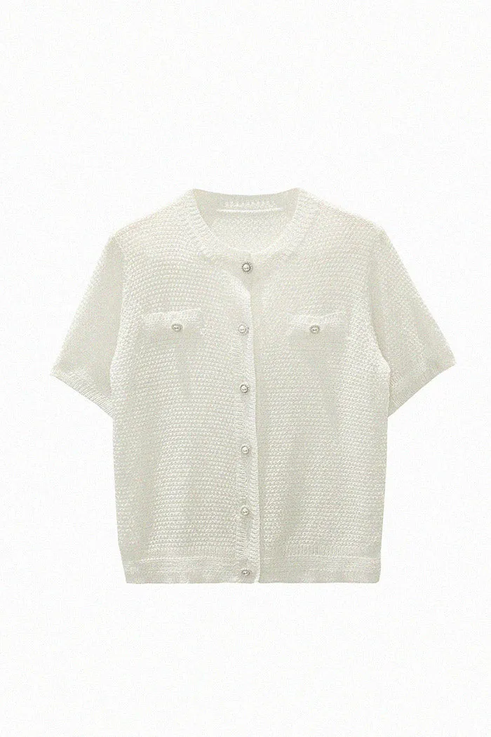 Knitted Short-Sleeve Thin Cardigan