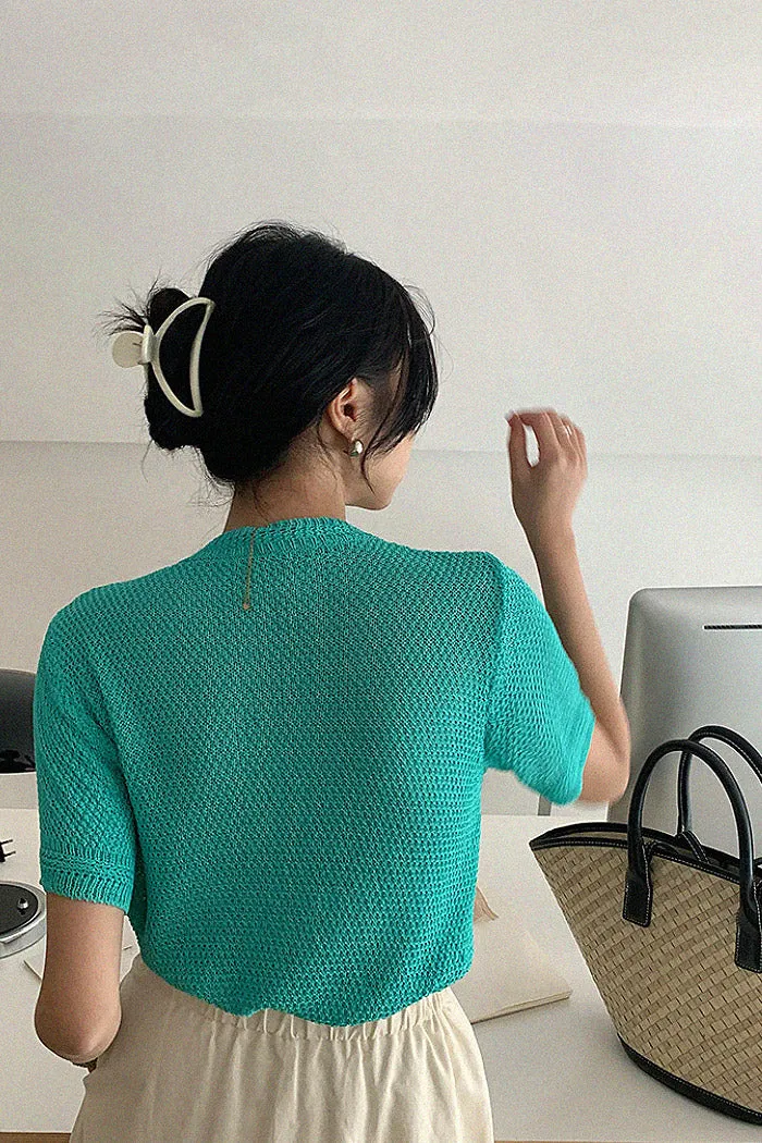Knitted Short-Sleeve Thin Cardigan