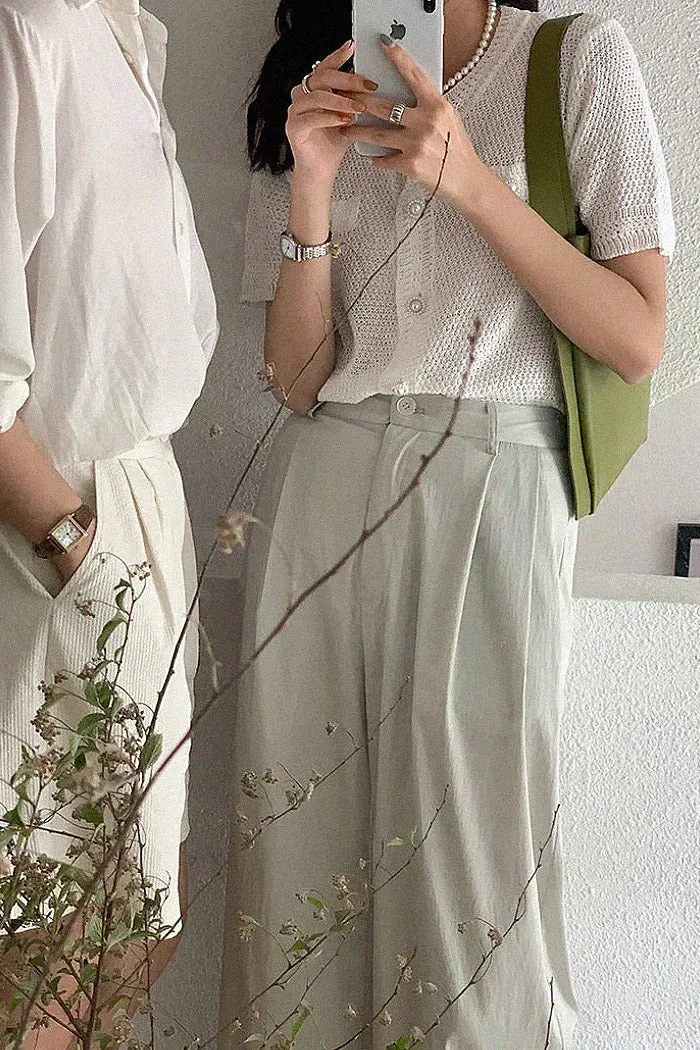 Knitted Short-Sleeve Thin Cardigan