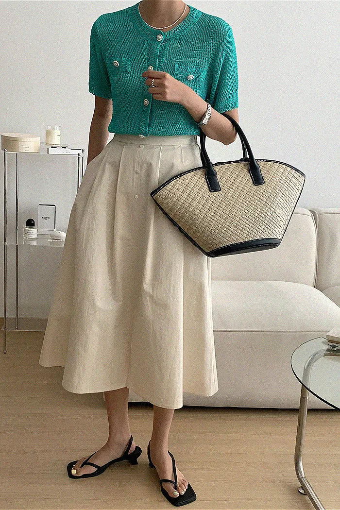 Knitted Short-Sleeve Thin Cardigan