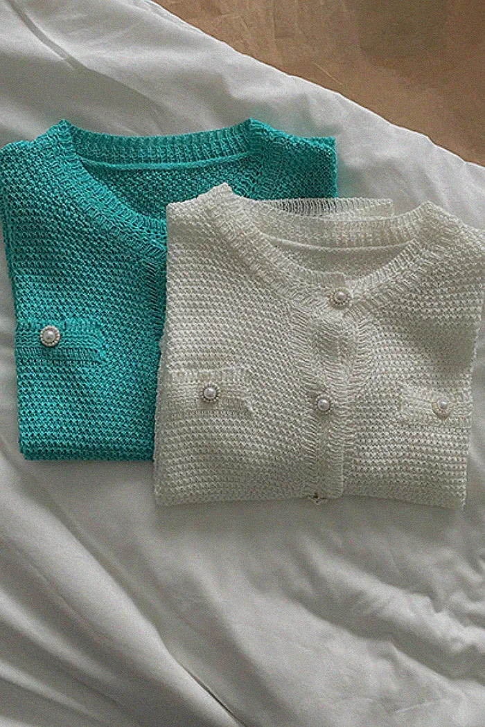 Knitted Short-Sleeve Thin Cardigan