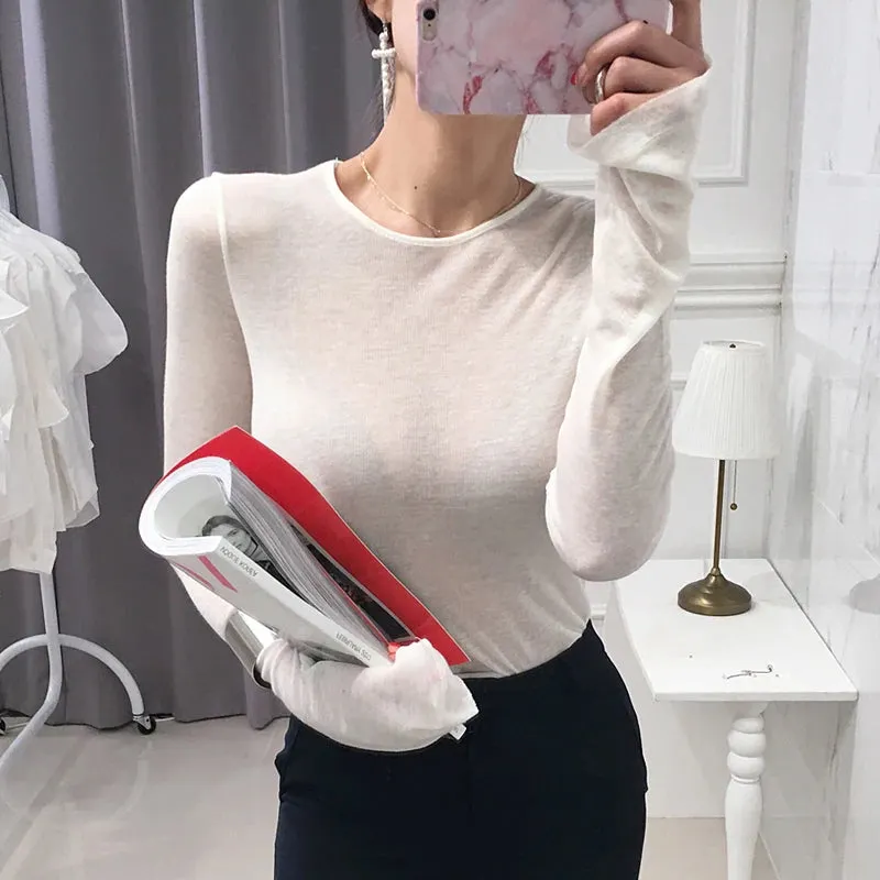 Korean Style Slim Basic Elasticity Top