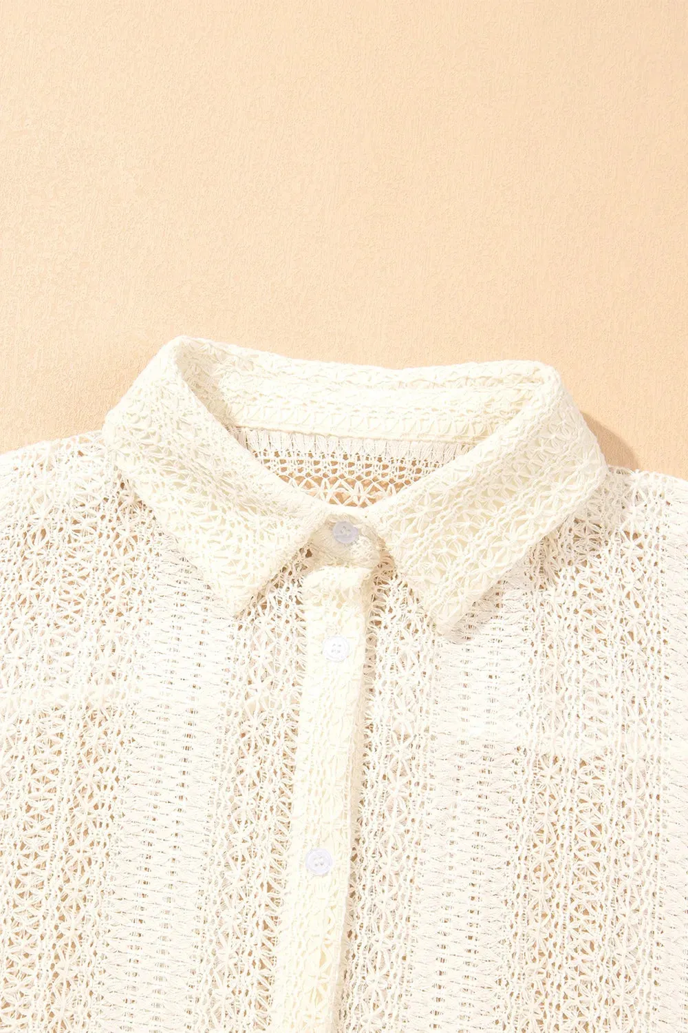 Lace Crochet Collared Neck Oversized Shirt
