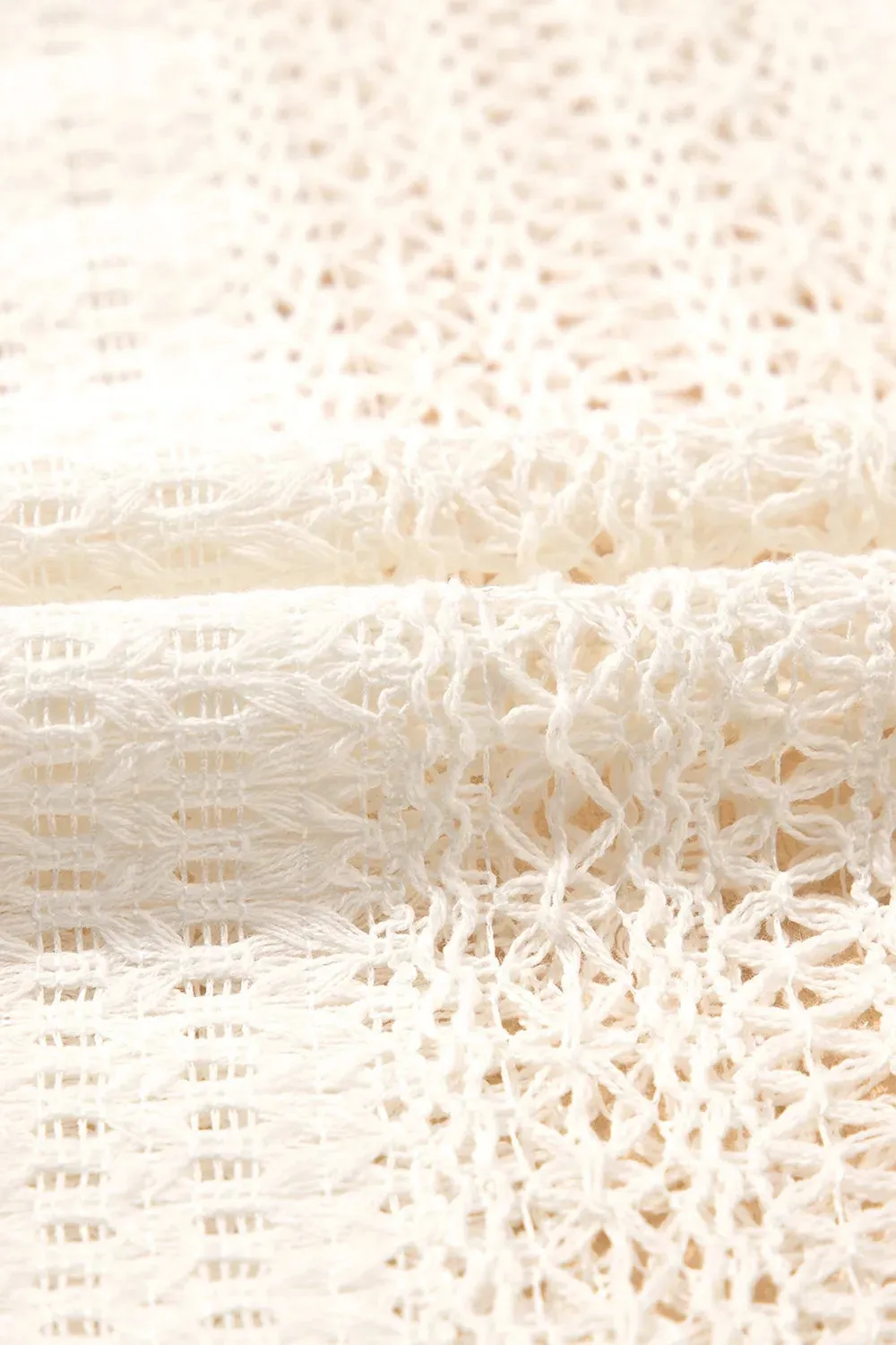 Lace Crochet Collared Neck Oversized Shirt