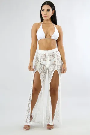 Lace Slit Cover up Pants