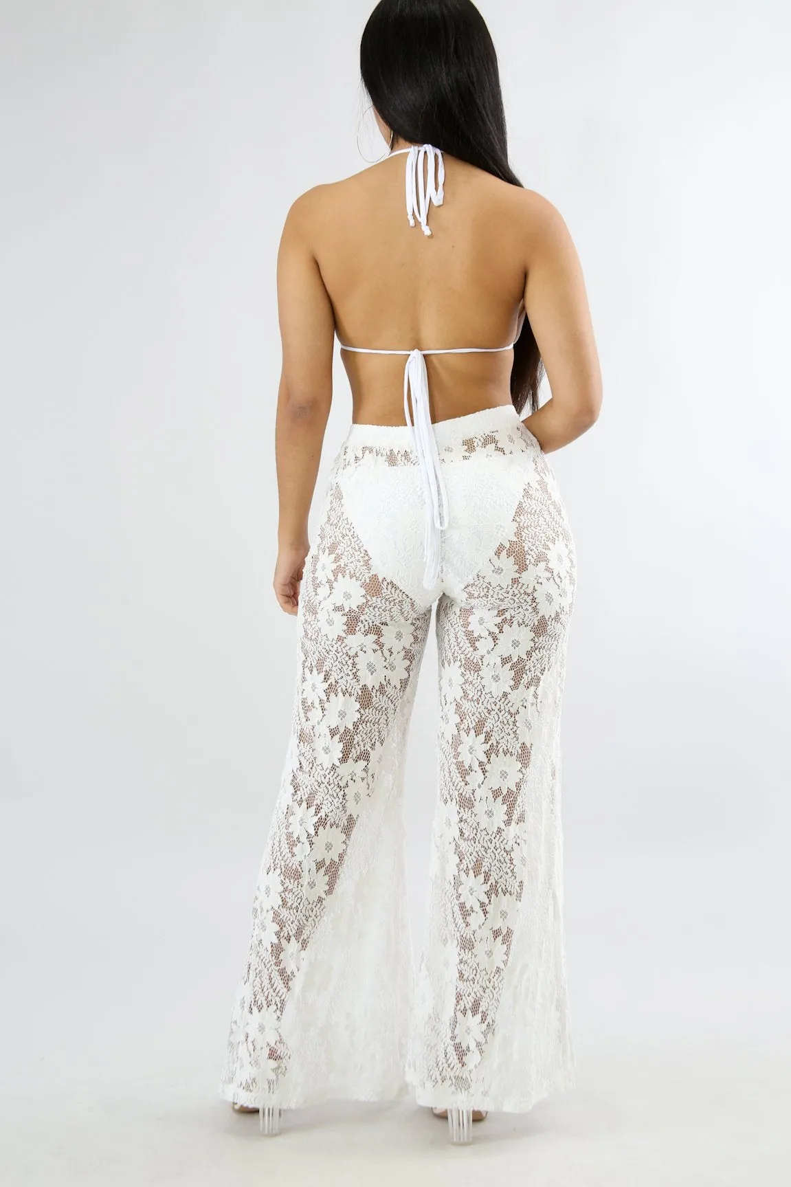 Lace Slit Cover up Pants