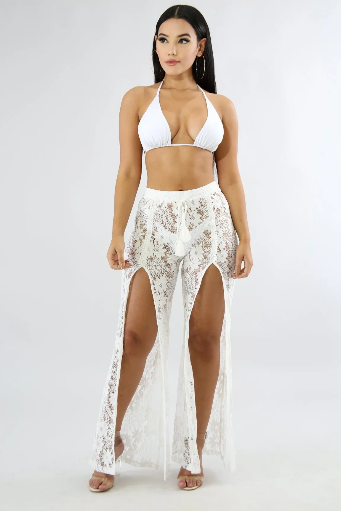 Lace Slit Cover up Pants