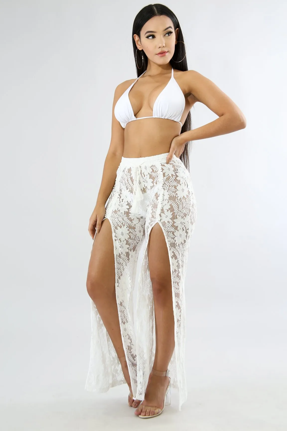 Lace Slit Cover up Pants