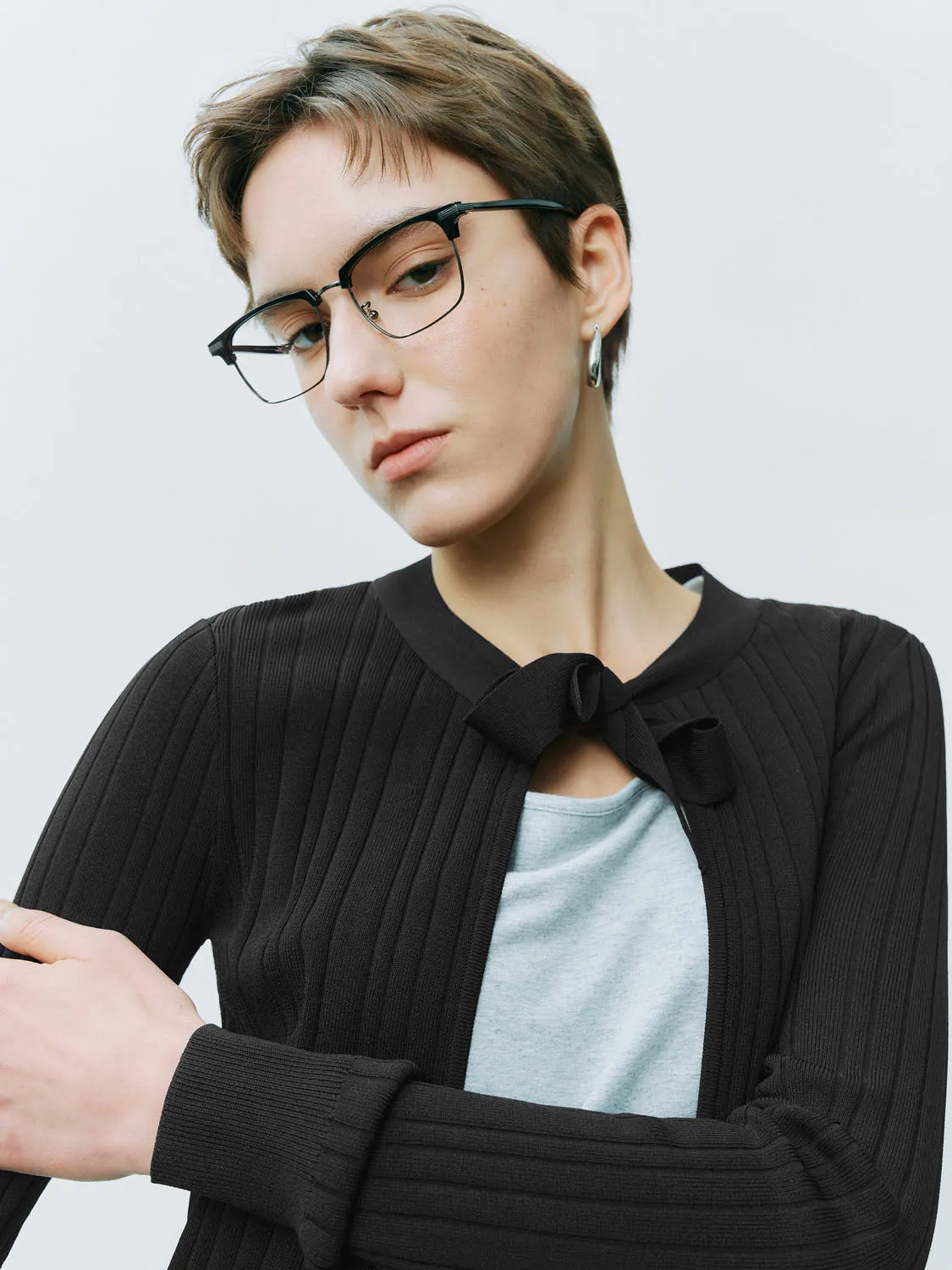 Lace Up Front Knitted Cardigans