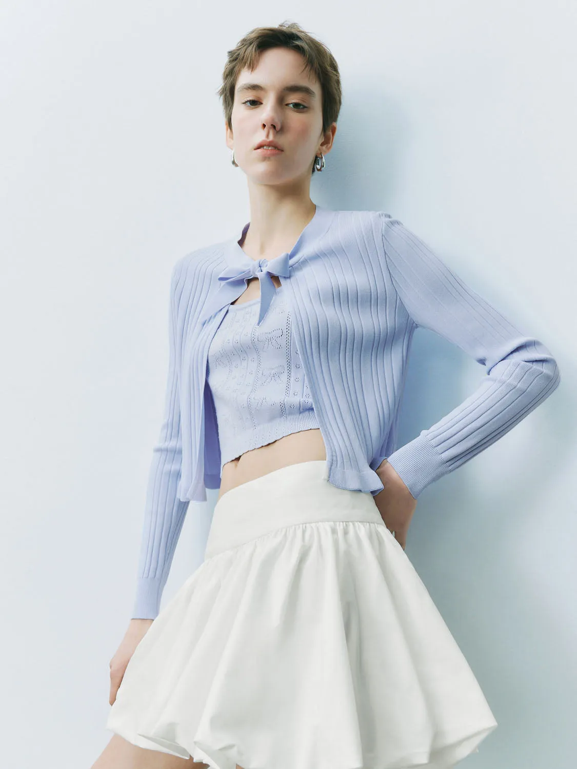 Lace Up Front Knitted Cardigans