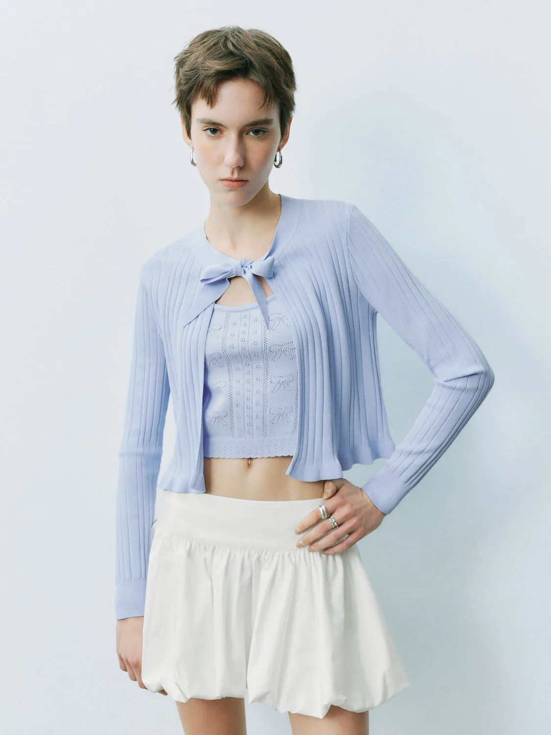 Lace Up Front Knitted Cardigans