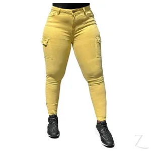 Ladies High Waist Super Skinny Strong Stretchy Cargo Pants | Zip Detail | "Oola"