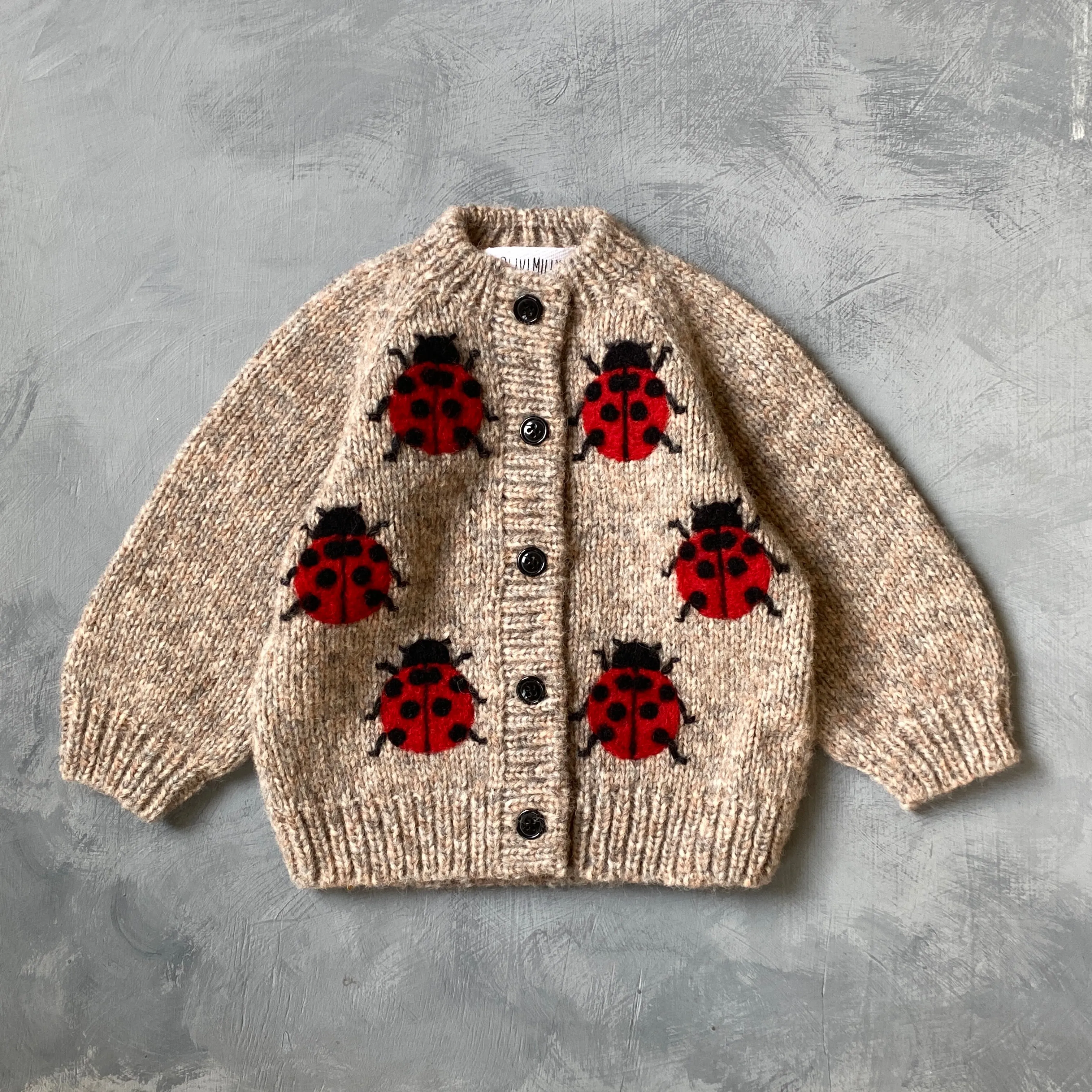 Ladybug cardigan | Beigebrown