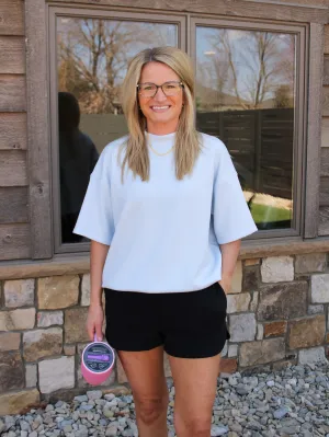 LANDYN SCUBA MOCK NECK SHORT SLEEVE TOP