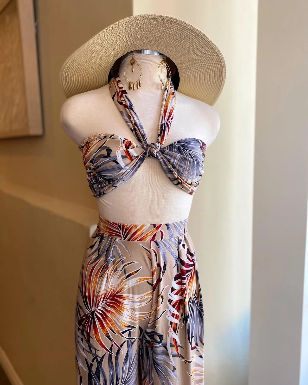 Leafy Tube Top Pants Set FINAL SALE