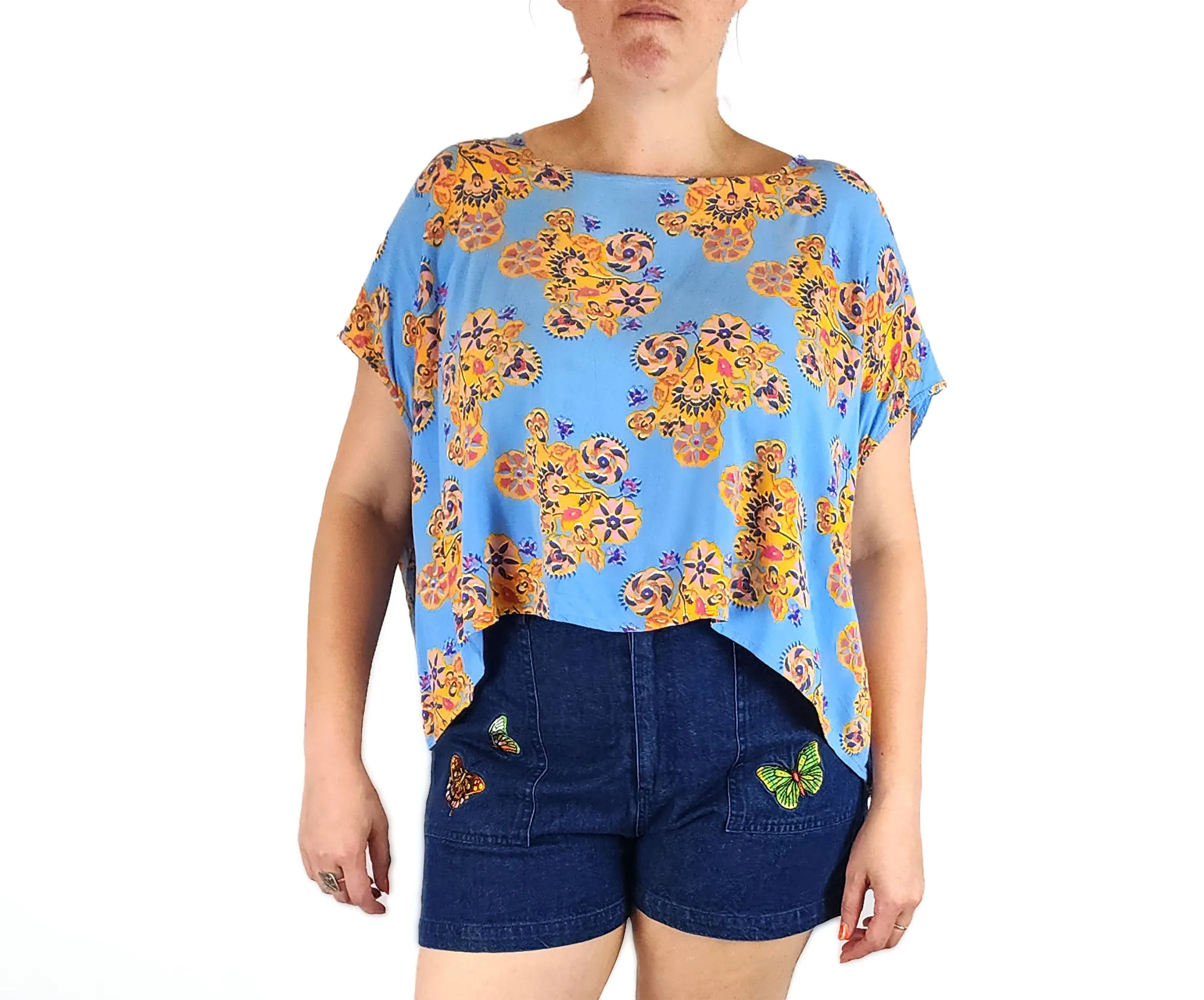 Leonard St blue rayon top size 14