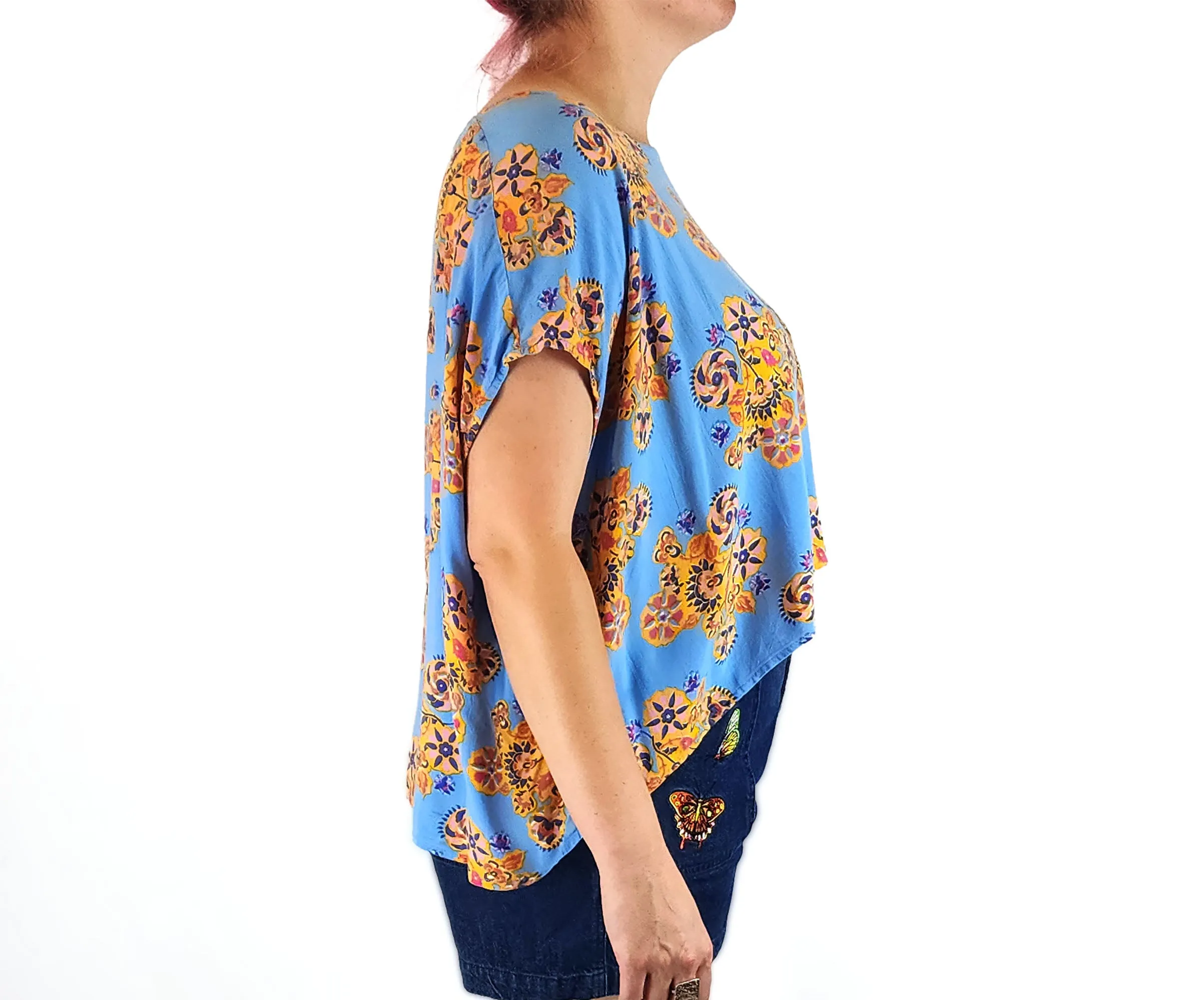 Leonard St blue rayon top size 14