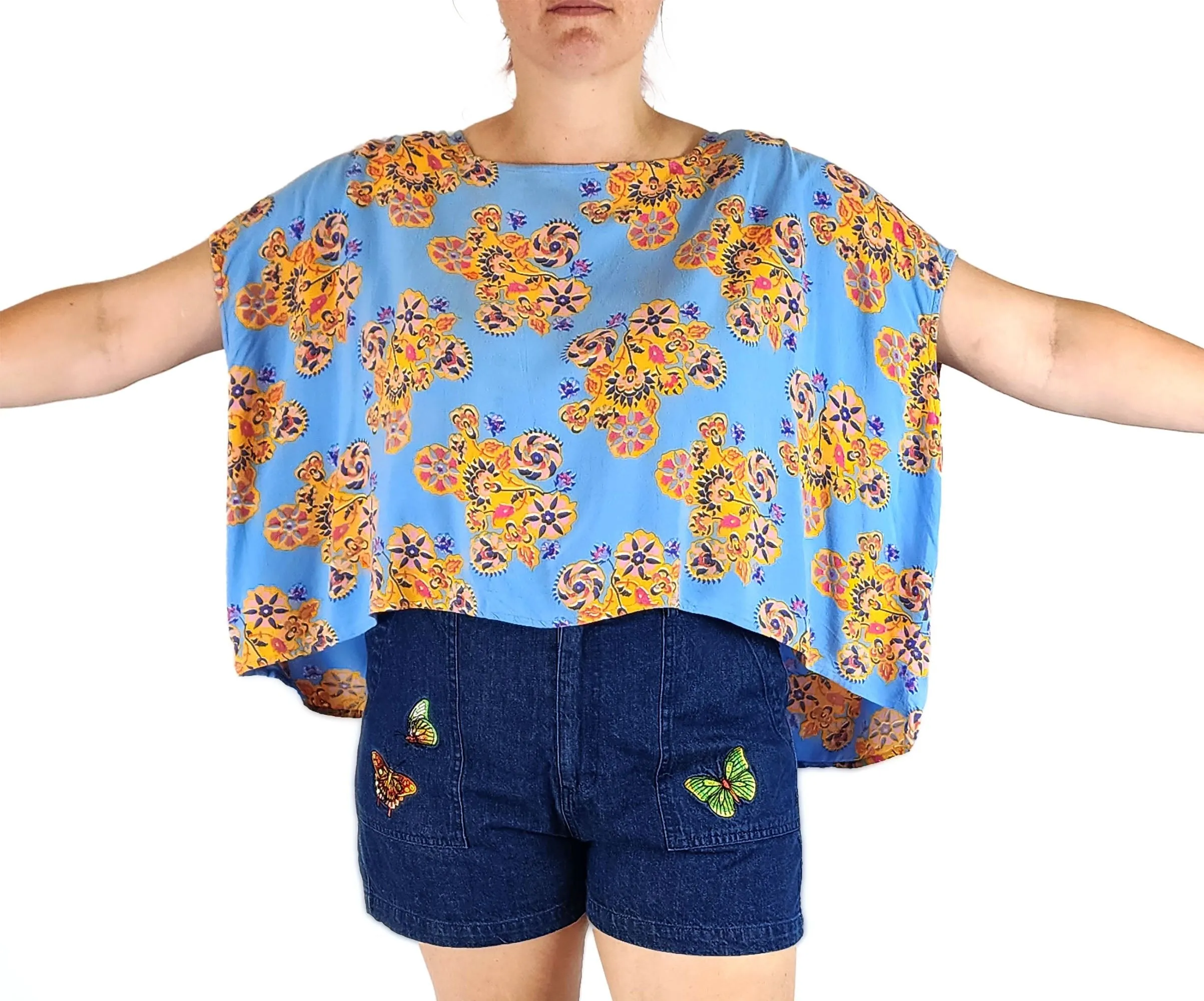 Leonard St blue rayon top size 14
