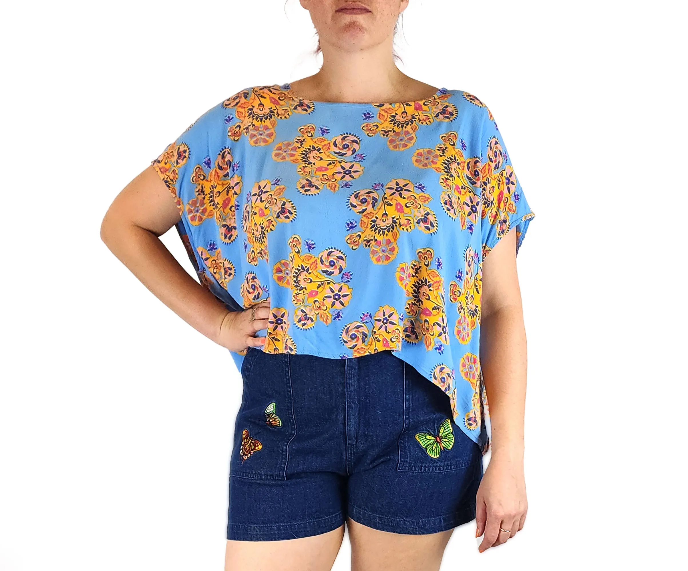 Leonard St blue rayon top size 14