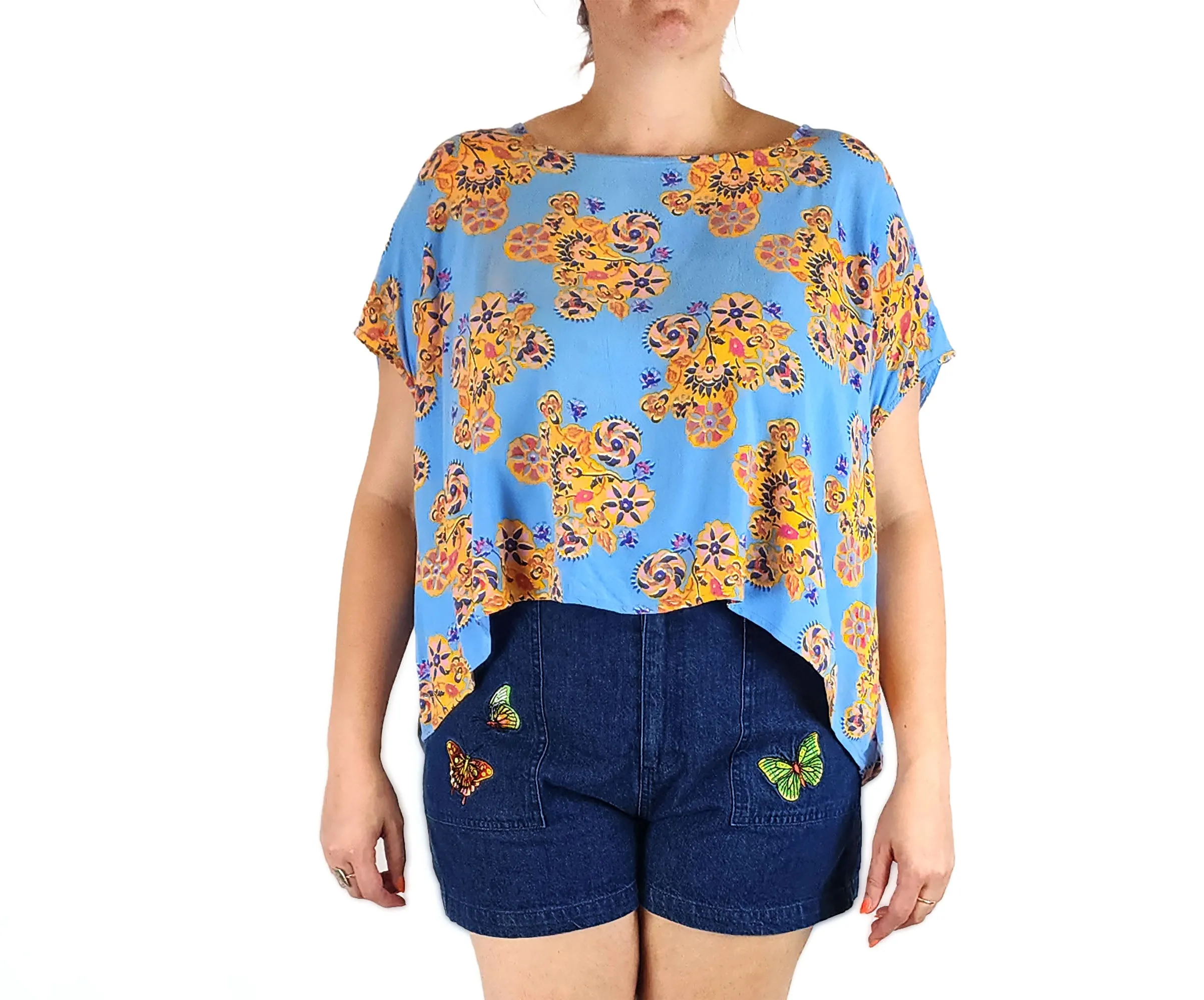 Leonard St blue rayon top size 14