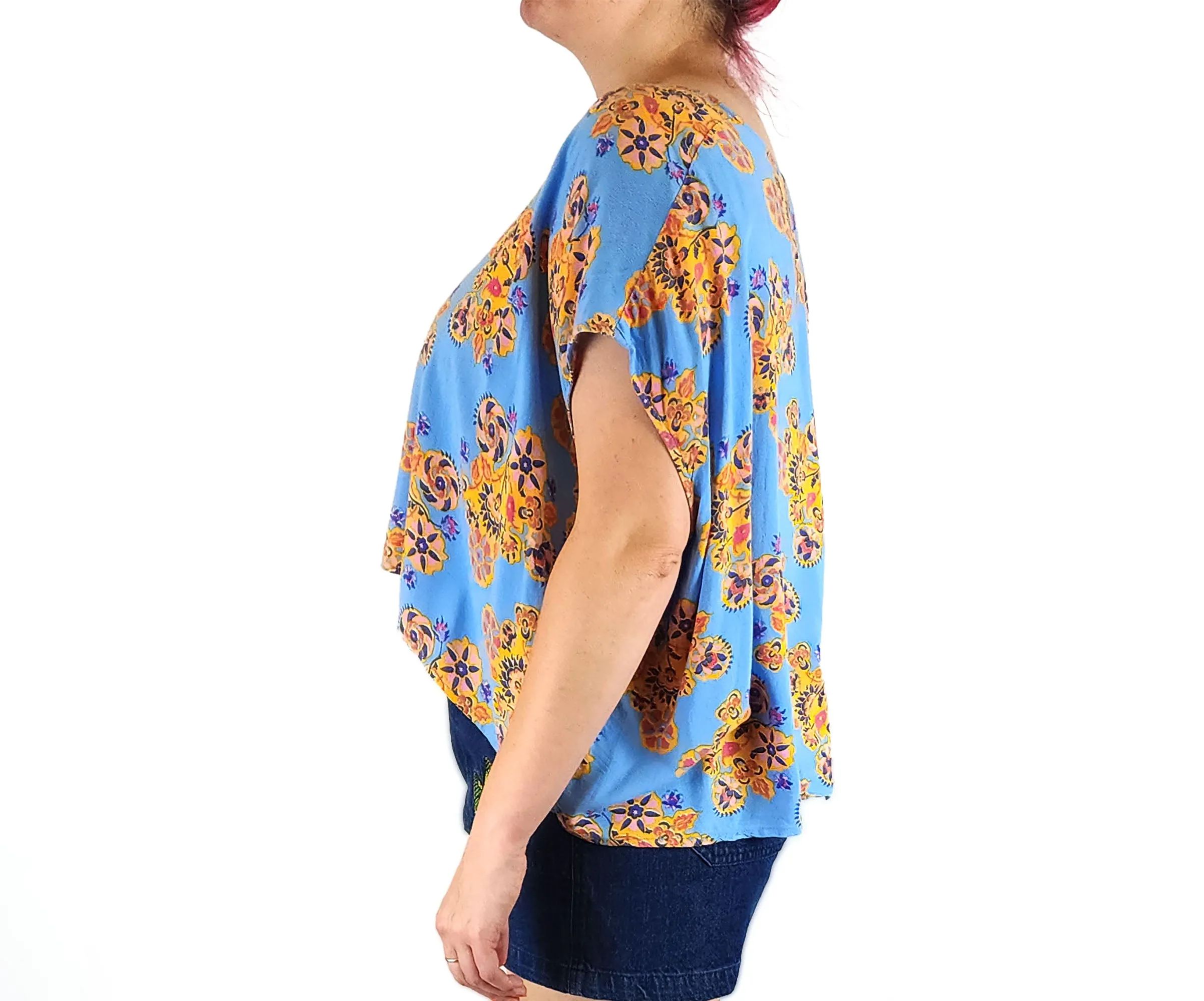 Leonard St blue rayon top size 14
